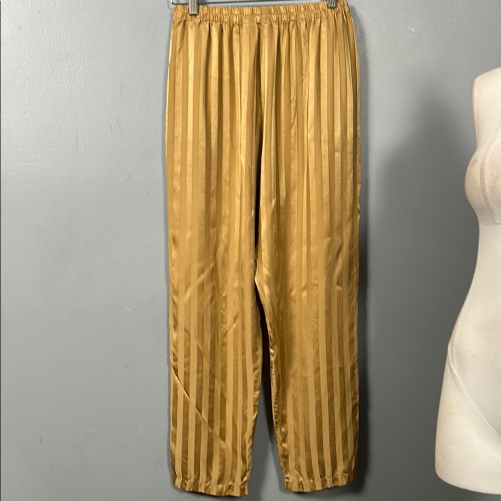For your comfort silk Gold Striped pajama bottom size large